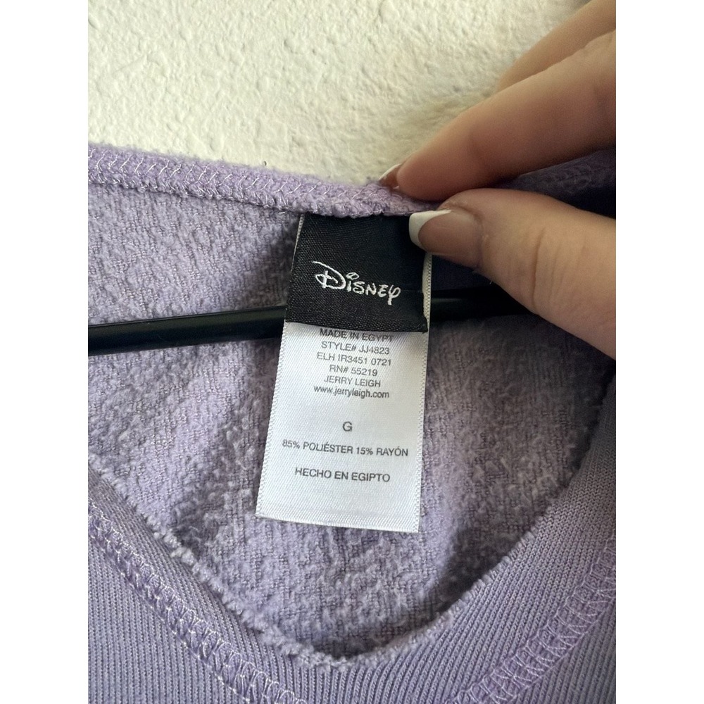 Disney Alice in Wonderland Purple Cropped Hoodie Sweatshirt Lavender Large - Picture 4 of 4